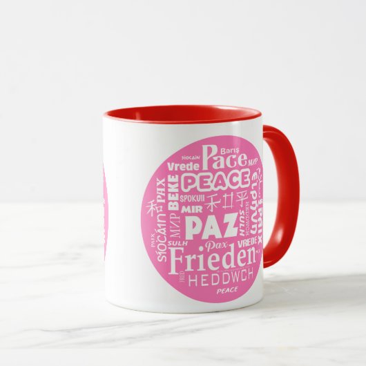 Paix de tasse de café dans des langues multiples (Devant droit)