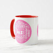 Paix de tasse de café dans des langues multiples (Devant gauche)