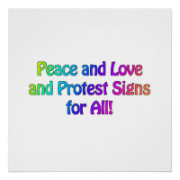 Paix et Amour et signes de protestation pour tous