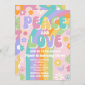 Paix et Amour Invitation Anniversaire (Devant / Derrière)