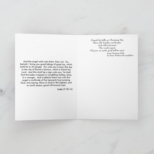 Paix et Bénédictions Carte de Noël en verre tendu (Intérieur)