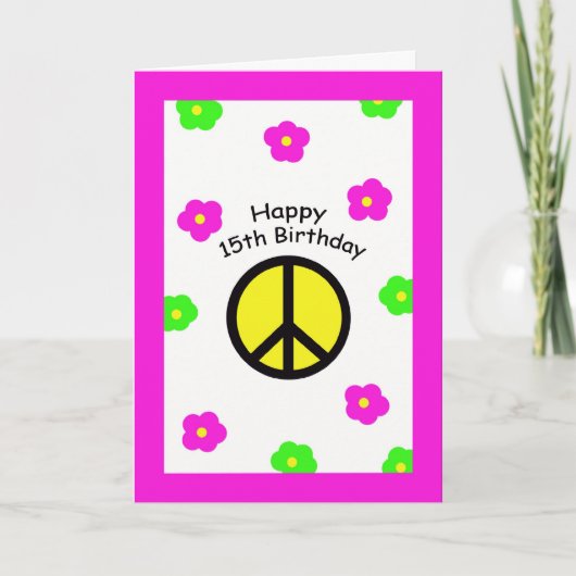 Paix et Fleurs 15e carte d'anniversaire (Devant)