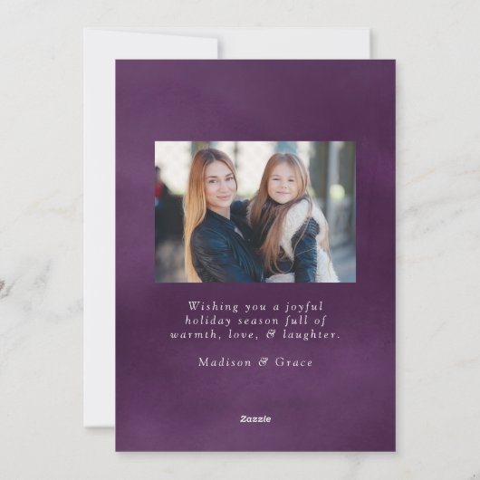 Paix Froide Purple Aquarelle Carte photo de vacanc (Dos)