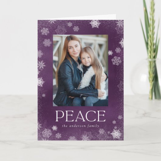 Paix Froide Purple Aquarelle Carte photo de vacanc (Devant)