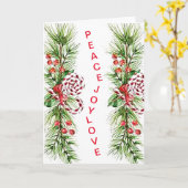 Paix, Joie, Amour Carte de voeux de Noël (Fleur jaune)