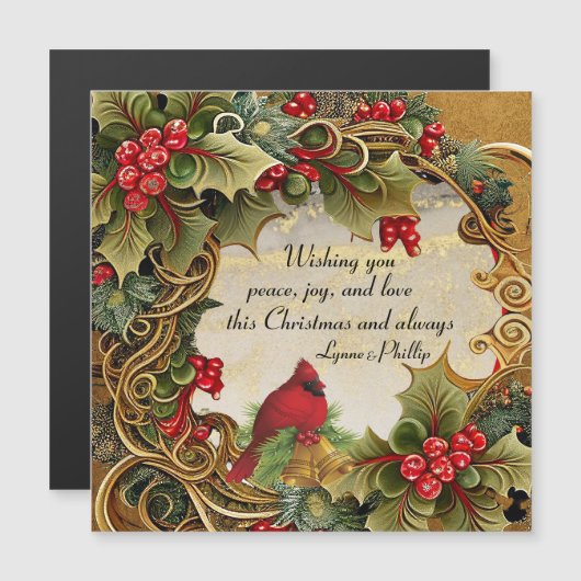 Paix, Joie, Amour Carte magnétique de Noël (Devant / Derrière)