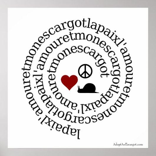 Paix, l'amour et mon escargot poster (Voorkant)