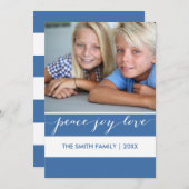 Paix moderne Joie Amour Stripes | Carte de vacance (Devant / Derrière)