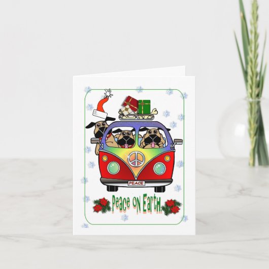 Paix sur la carte de Noël de carlin de la terre (Devant)