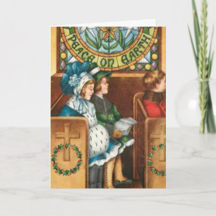 Paix sur Terre Carte de Noël Vintage