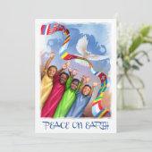 Paix sur Terre. Cartes de fin de année pour enfant (Debout devant)