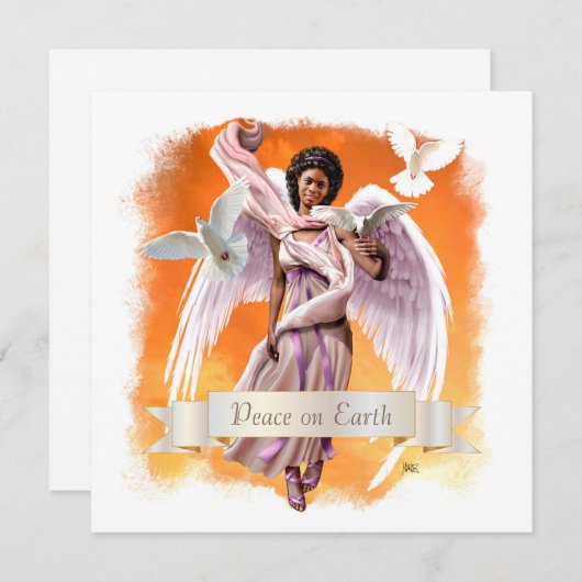 Paix sur Terre. Cartes de Noël Appartement Afro An (Devant / Derrière)