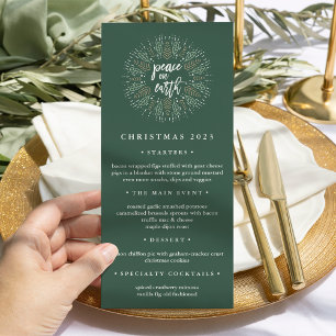 Paix sur Terre Menu du dîner de Noël