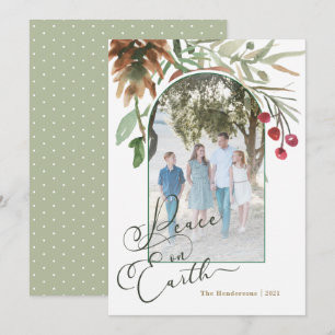 Paix sur Terre Noël Carte photo vert