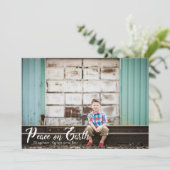 Paix sur Terre Typographie Photo Carte de Noël (Debout devant)