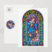 Paix sur Terre Vitrail Carte postale de Noël (Devant / Derrière)