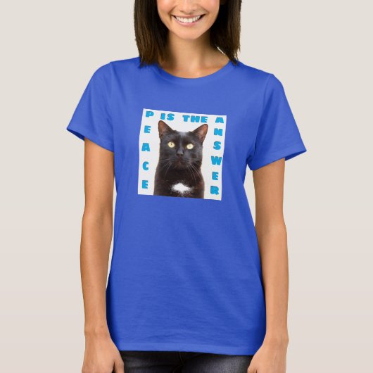 Paix - T-shirt chat (foncé) (Devant)