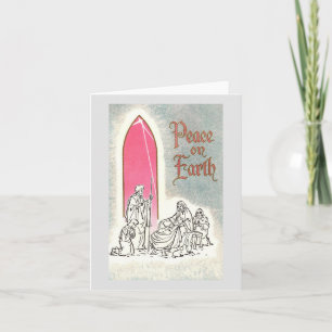 Paix vintage sur Terre Nativité Carte de Noël