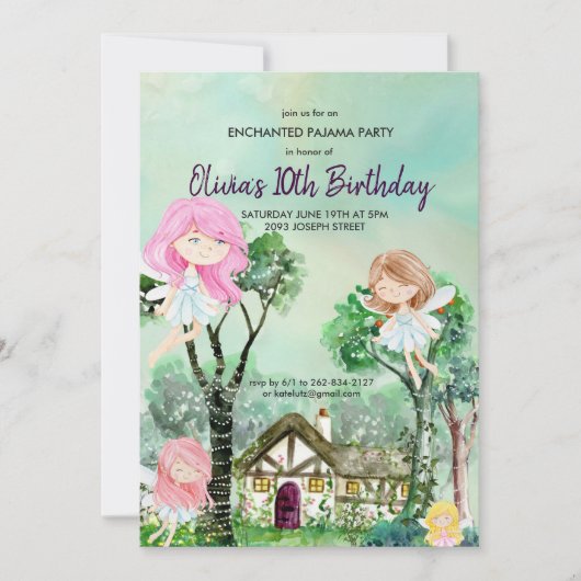 Pajama Fairy Stwood Party Anniversaire Invitation (Devant)
