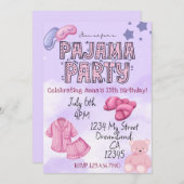 Pajama Party Anniversaire Invitation (Devant / Derrière)