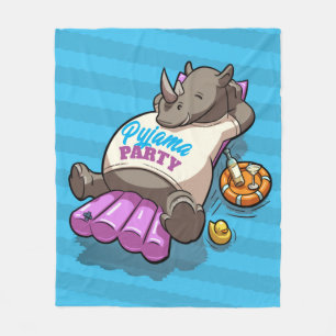 Pajama Party Funny Rhino Opblaasbare Cartoon Fleece Deken