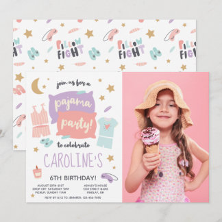 Pajama Party Girls Any Age Foto Birthday Kaart