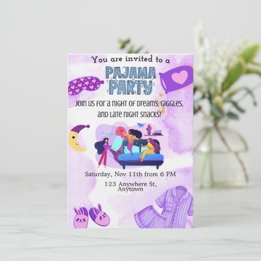 Pajama Party Invitation template (Debout devant)