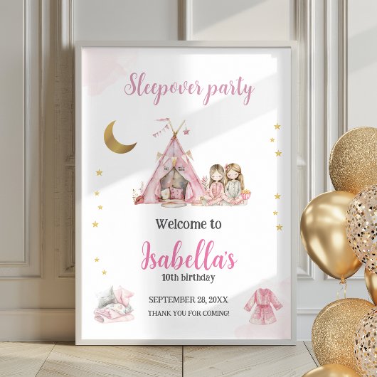 Pajama Party Sleepover Party Poster Welkomstbord