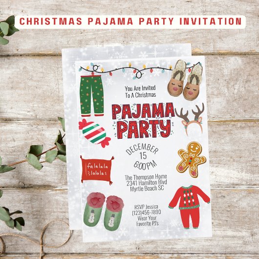 Pajama Sleepover kerstfeest Kaart