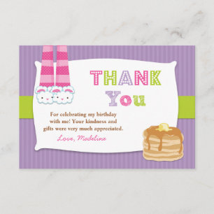 Pajamas en Pancakes Birthday Party Dank je Bedankkaart