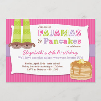 Pajamas en Pancakes Birthday Party Sleepover Kaart