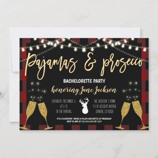 Pajama's en Prosecco-kerstvrijer Kaart (Voorkant)