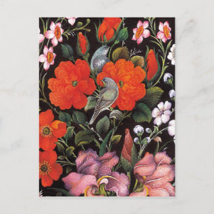 Pájaros en flores rojas arte oriental elegante briefkaart