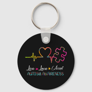 Pak deze "Live Love Accept Autism Awareness" als e Sleutelhanger