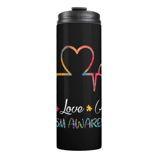 Pak deze "Live Love Accept Autism Awareness" als e Thermosbeker (Voorkant)