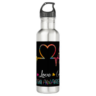 Pak deze "Live Love Accept Autism Awareness" als e Waterfles
