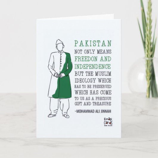 Pak Independence Day - Quaid Kaart (Voorkant)