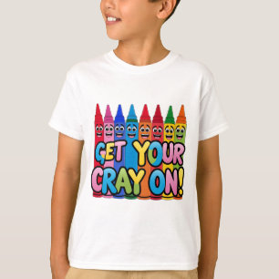 Pak je potlood aan! Happy Cartoon Crayons Art T-shirt