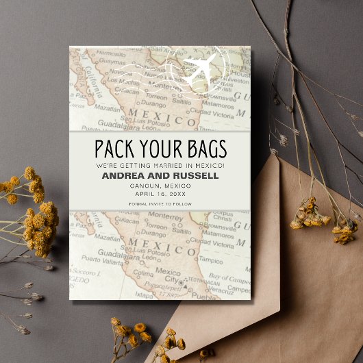 Pak je tassen Mexico bruiloft Save The Date