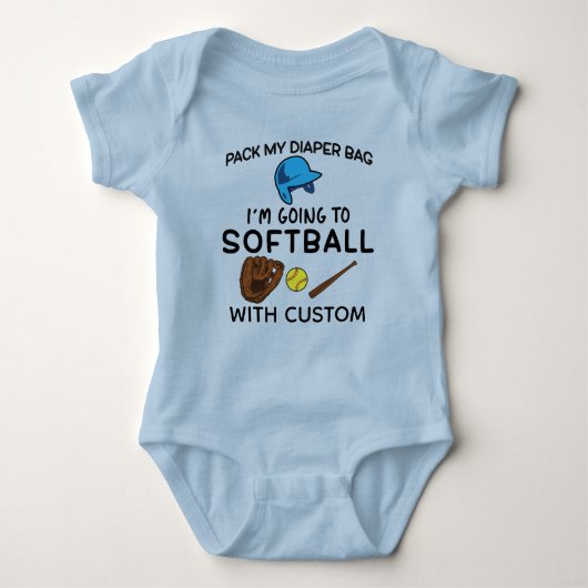 Pak Luiertas Softball met Custom - Softball Romper (Voorkant)