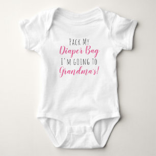 Pak Mijn Luiertas Ik Ga Naar Oma's Roze Meisje Romper