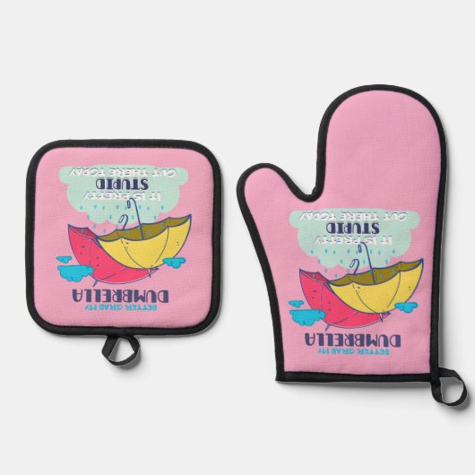 Pak mijn paraplu maar, het is dom ovenwant & pannenlap set (Voorkant)