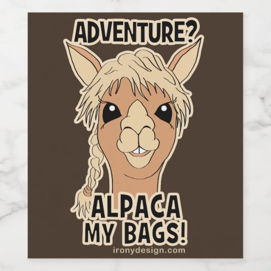 Pak mijn tassen Funny Alpaca Llama Wijn Etiket (Enkel label)