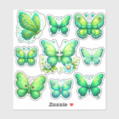 Pak van levendige groene vlinders sticker (Vel)