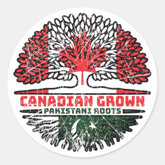 Pakistaans Pakistaans Canada Tree Roots Flag Ronde Sticker (Voorkant)
