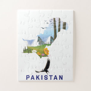 Pakistaanse kaart met reisposter legpuzzel