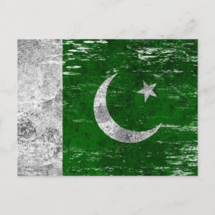 Pakistaanse vlag met zwoegde en slechtste briefkaart