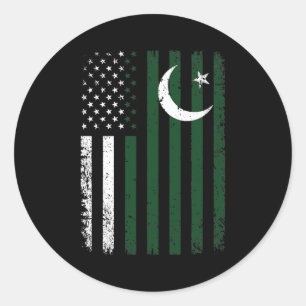 Pakistaanse vlag op 4 juli VS Pakistaanse vlag Ronde Sticker