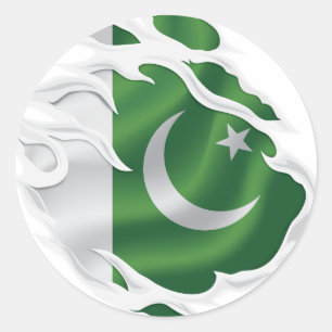Pakistaanse vlag verscheurd ronde sticker