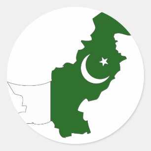 Pakistaanse vlaggenkaart ronde sticker
